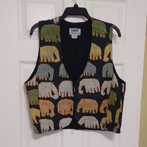 SOHO Compagnie, Sz M Vintage 1980, Cotton,Elephant Embroidered Vest